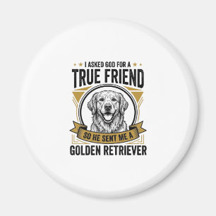 Aimant Golden Retriever Vrai Ami Vintage Amateur de Chien