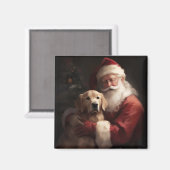 Aimant Golden Retriever with Santa Clause Christmas (Recto/Verso)