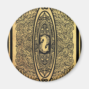 Aimant Golden Seahorse Mandala - Ornate Infinity Design