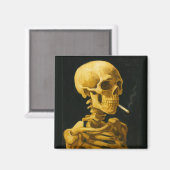 Aimant Golden Skull Smoking - Unique Van Gogh Inspiré (Recto/Verso)