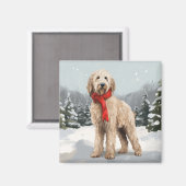 Aimant Goldendoodle Chien dans Noël de neige (Recto/Verso)