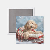 Aimant Goldendoodle chien de Noël festif (Recto/Verso)
