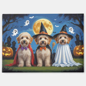 Aimant Goldendoodle Chiens Citrouille Halloween Funny (Recto)