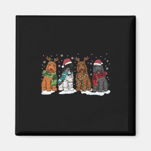 Aimant Goldendoodle Chiens Lumières de Noël Doodle D doré