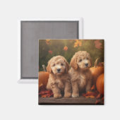Aimant Goldendoodle Chiot Automne Citrouille délice (Recto/Verso)