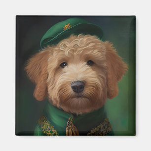 Aimant Goldendoodle Dog en tenue de la Saint Patrick