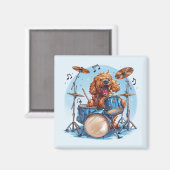 Aimant Goldendoodle Dog Playing Drums (Recto/Verso)