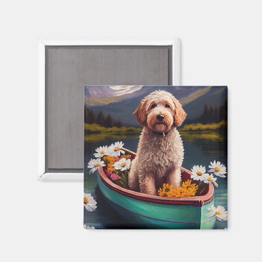 Aimant Goldendoodle on a Paddle : Une aventure Pittoresqu (Recto/Verso)