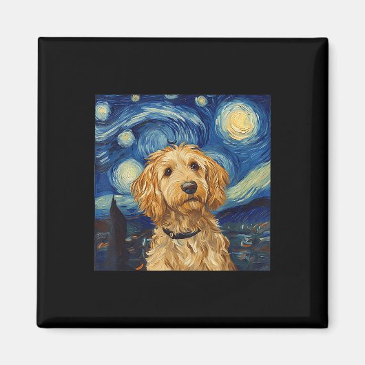 Aimant Goldendoodle Van Gogh Starry Nuit étoilée (Devant)