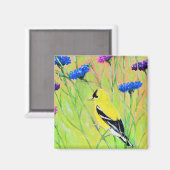 Aimant Goldfinch en peinture Fleur sauvage (Recto/Verso)