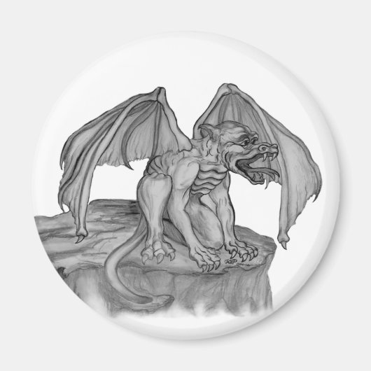 Aimant GOLEM - Gargoyle noir et blanc (Devant)