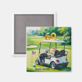 Aimant Golf 60e anniversaire avec Golf Panier sur mettre  (Recto/Verso)