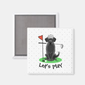 Aimant Golf Black Labrador Retriever Dog - mignonne (Recto/Verso)