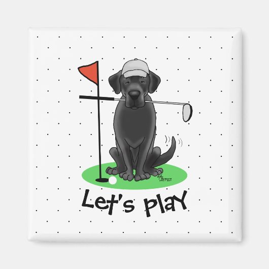 Aimant Golf Black Labrador Retriever Dog - mignonne (Devant)