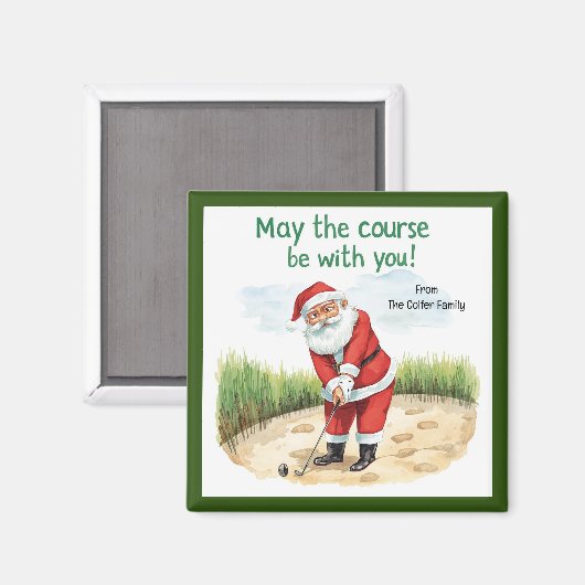Aimant Golf Christmas Père Noël Que le terrain soit avec (Recto/Verso)