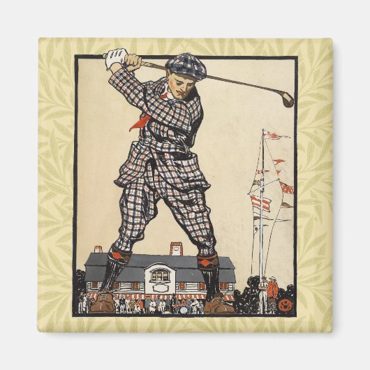 Aimant Golf Golfeur Vintage Antique Golf (Devant)