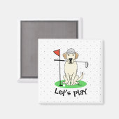 Aimant Golf Golfing Yellow Lab Labrador Retriever Chien (Recto/Verso)