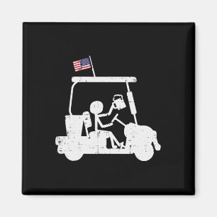 Aimant Golf Panier Us Drapeau Funny Golf Patriotique Golf