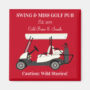 Aimant Golf Pub Golf Cart Bière & Snacks Wild Stories