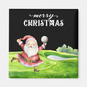 Aimant Golf Santa Claus avec balles de golf sur vert
