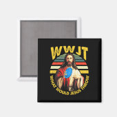 Aimant Golf sur Disque Que Ferait Jésus Lancer de Disque (Recto/Verso)