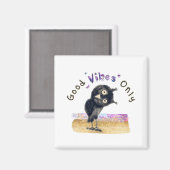 Aimant Good Vibes seulement avec Chouette curieuse (Recto/Verso)