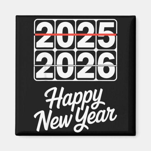 Aimant Goodbye 2025 Hello 2026 Clock Happy New Year Party (Devant)