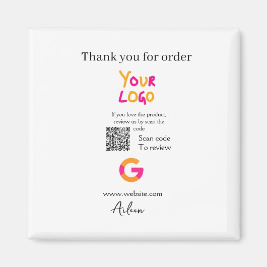 Aimant Google review business logo website scan QR code (Devant)