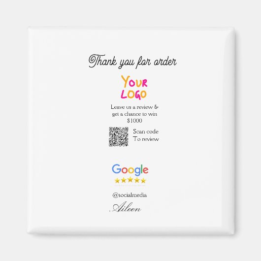 Aimant Google review business logo website scan QR code (Devant)