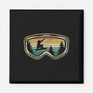 Aimant Googles de snowboard Big Air Silhouette Arbres rét