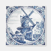 Aimant Gorgeous Delft Blue Windmill Farmhouse Painting (Devant)