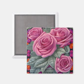 Aimant Gorgeous Victorian Pastel Pink Rose Print (Recto/Verso)