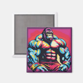 Aimant Gorilla Bodybuilder Lifter Pop Art Dessin (Recto/Verso)
