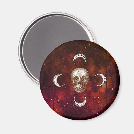 Aimant Goth Crâne et lune céleste (Recto/Verso)