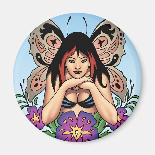 Aimant Goth Fairy with Flowers, Butterfly Wings par Al Ri (Devant)