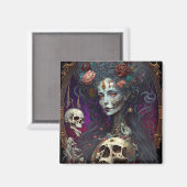 Aimant Goth Skull Zombie Femme Gothique (Recto/Verso)