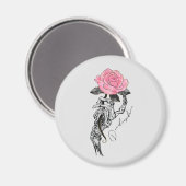 Aimant Goth Squelette Main Avec Rose Rose Rose | Décès à  (Recto/Verso)