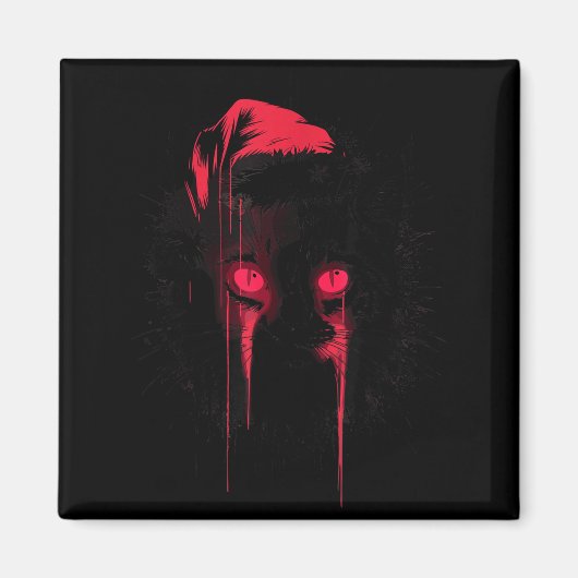 Aimant Gothic Christmas Nge Horror Cat Santa Hat Witchy X (Devant)