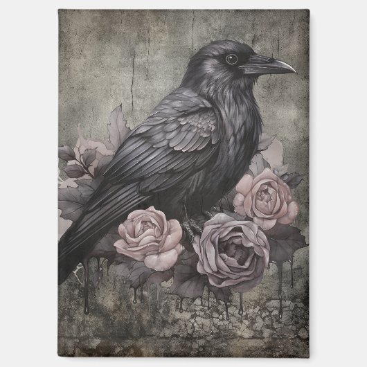 Aimant Gothic Raven with Roses Dark (Recto)