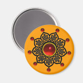 Aimant GOTHIQUE SOLEIL Rouge Rubis Gem, Jaune (Recto/Verso)