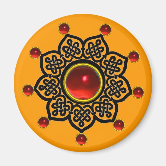 Aimant GOTHIQUE SOLEIL Rouge Rubis Gem, Jaune (Devant)