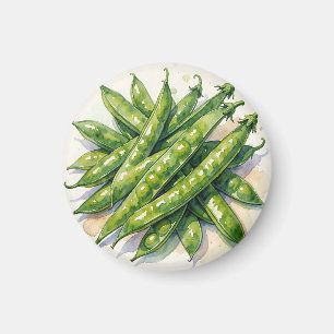 Aimant Gousses de pois à l'aquarelle