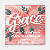 Aimant Grace Scripture Verse Rose Brick Floral (Devant)
