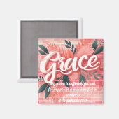 Aimant Grâce Verset de l'Écriture Rose Brique Floral (Recto/Verso)