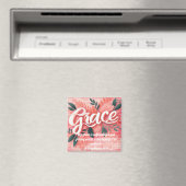 Aimant Grâce Verset de l'Écriture Rose Brique Floral (In Situ (Lave-vaisselle))