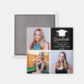 Aimant Graduation 2023 Senior Photo Collage Black Gold (Recto/Verso)