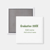 Aimant Graduation 20XX ajouter nom année école vert moder (Recto/Verso)