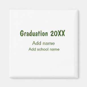 Aimant Graduation 20XX ajouter nom année école vert moder