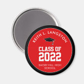 Aimant Graduation rouge personnalisée (Recto/Verso)
