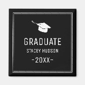 Aimant Graduation simple moderne en noir et blanc (Devant)